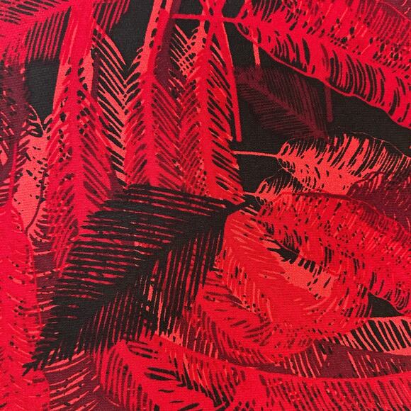 Norma Kamali Faux Wrap Jersey Bodycon Dress Red Feather Print Long Sleeve L - Picture 4 of 9